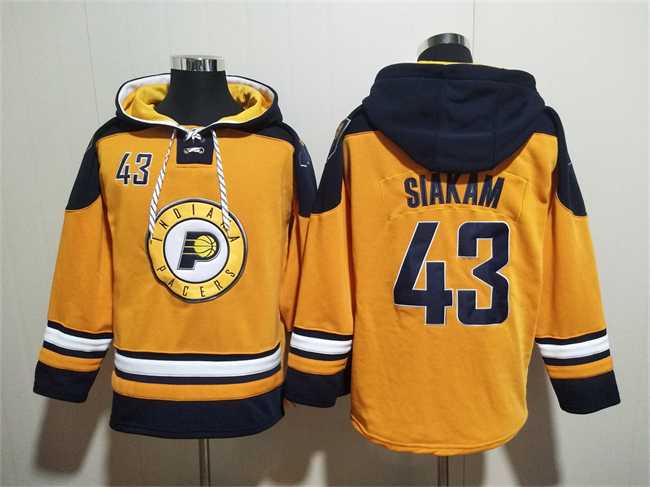 Men's Indiana Pacers #43 Pascal Siakam Yellow Lace-Up Pullover Hoodie,We sell and wholesale Men's Indiana Pacers #43 Pascal Siakam Yellow Lace-Up Pullover Hoodie on line form chian!